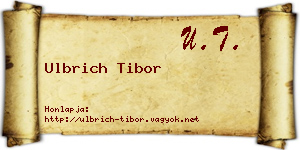 Ulbrich Tibor névjegykártya